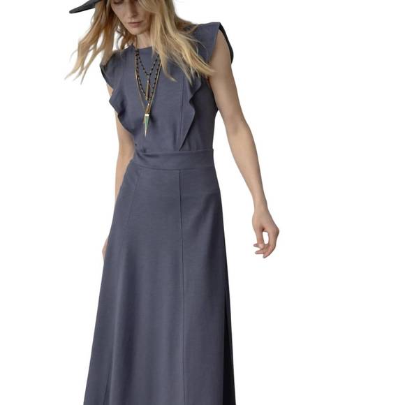 NEW LILLA P flounce trim maxi dress in odyssey - Picture 3 of 5
